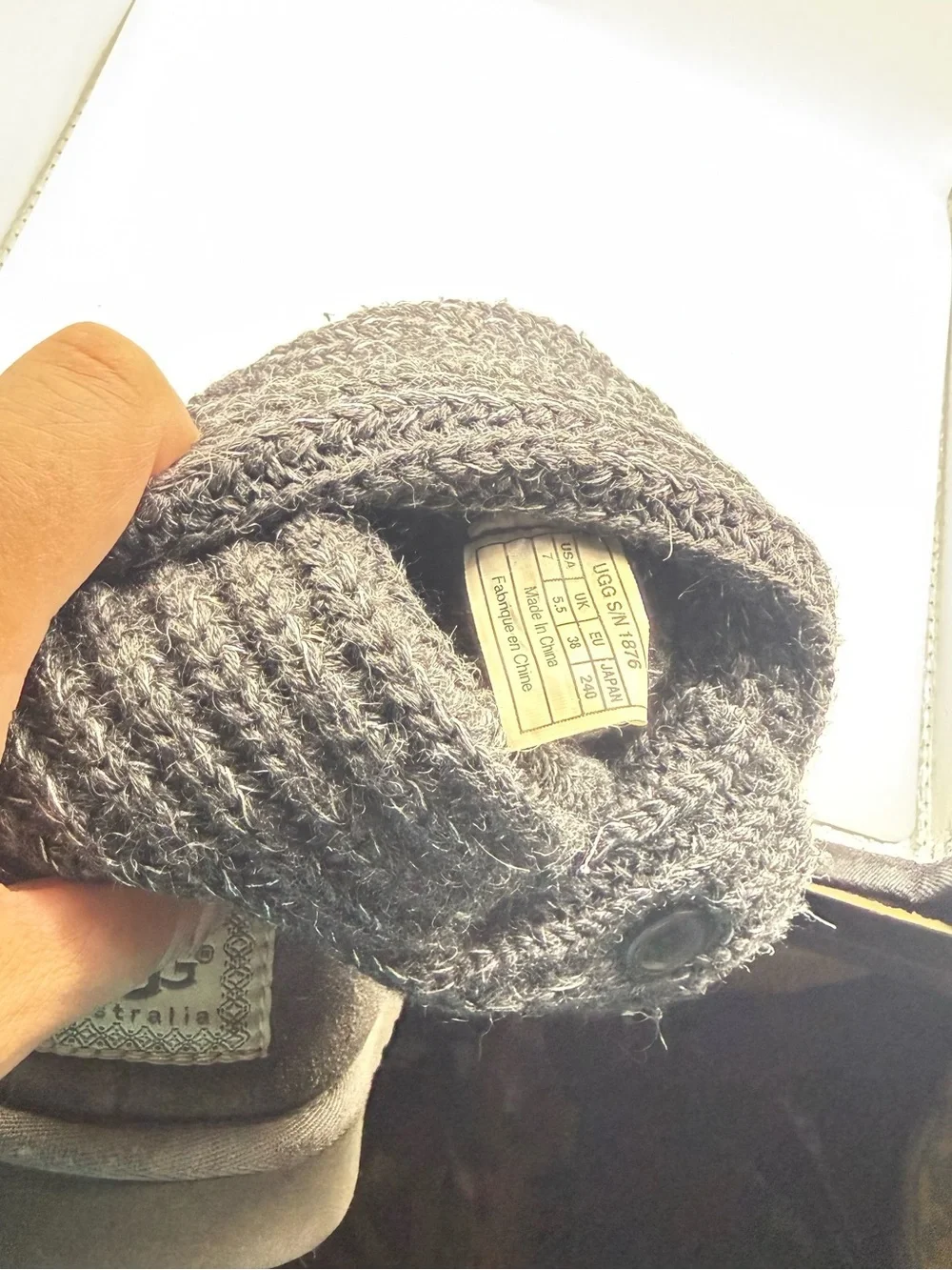 UGG Gray Knit Button Knee-High Boots